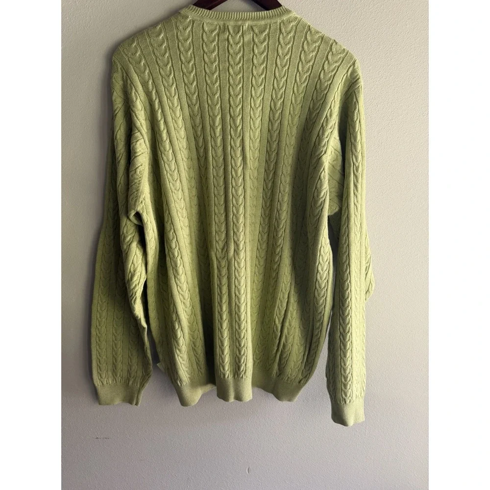 Izod Men‎ Cable Knit Sweater Size L Cotton Preppy Coastal Nantuckit Golf